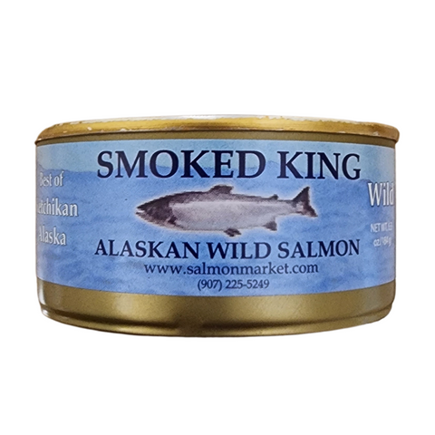 SMOKED Wild Alaskan White KING Salmon Can 6 oz